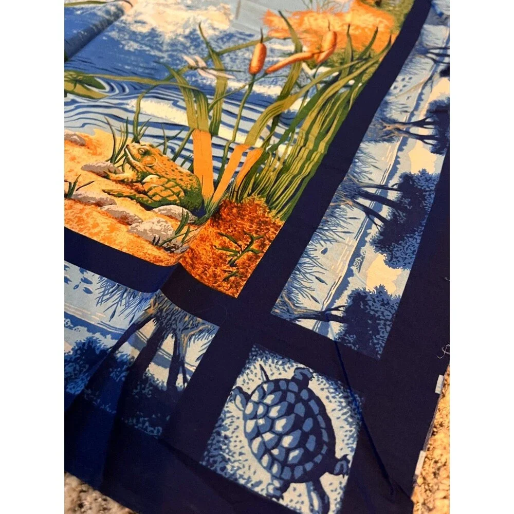 Fishing Tournament Beaver Lake Cotton Sewing Fabric Quilt Panel Nature Outdoor